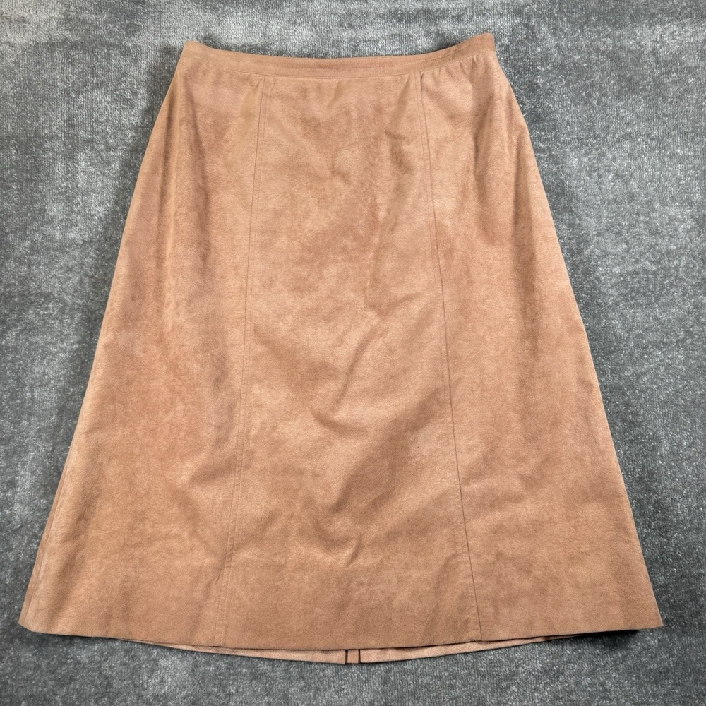 Vintage A-Line Skirt Women's 18 Brown Faux Suede Boho Vegan Western Hippie Retro